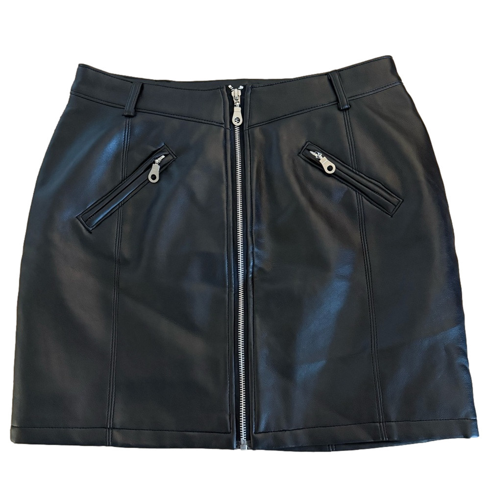 BB Dakota Womens 11/12 Faux Leather Black Edgy Punk Biker Sexy Rocker Mini Skirt